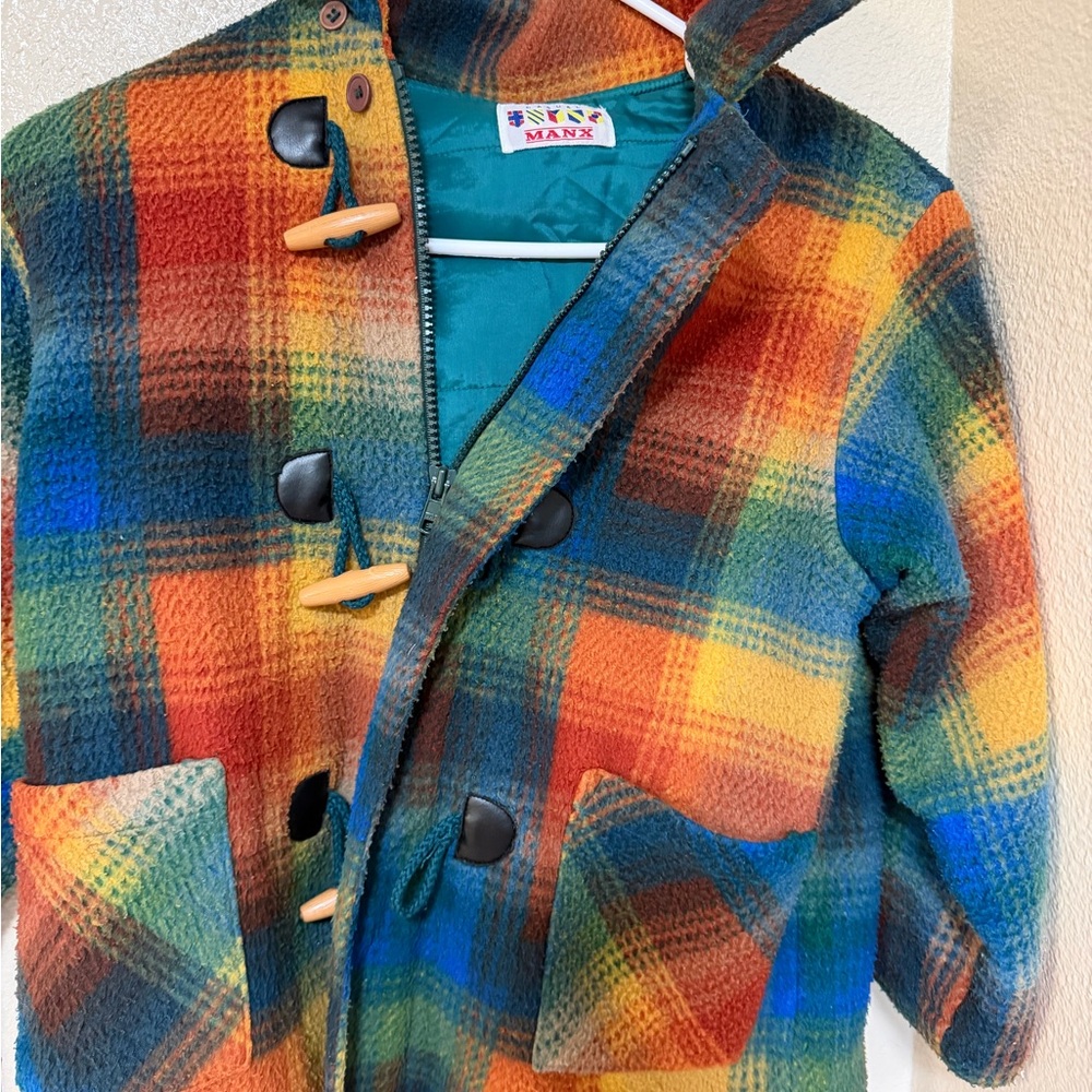 Star Wars Multicolor Plaid Pea Coat - Orange, Blue & Green